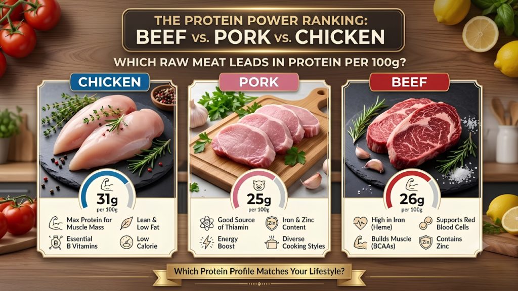 Chicken vs Pork vs Beef: Which Meat Has the Most Protein per 100g?
