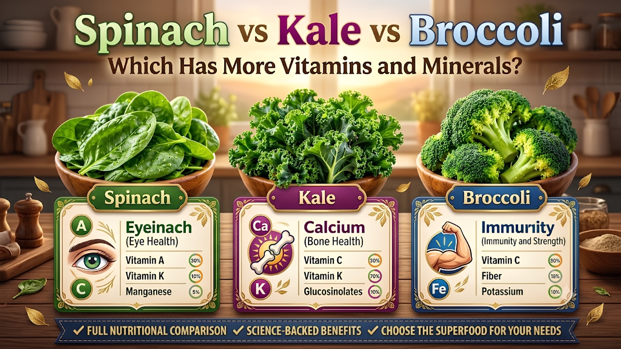 Spinach vs Kale vs Broccoli: Nutritional Differences, Vitamins, and Health Benefits