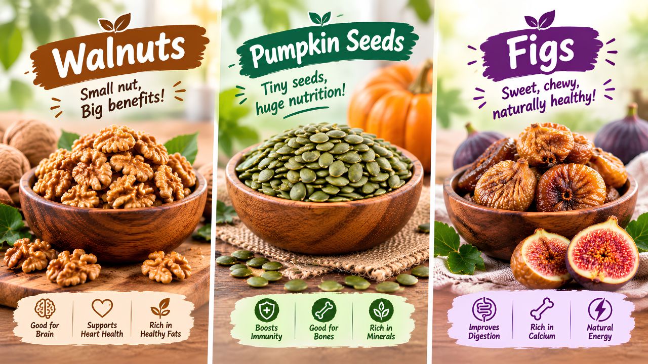 Walnuts vs Pumpkin Seeds vs Figs: Nutritional Benefits, Health Perks & Which Is Best for You